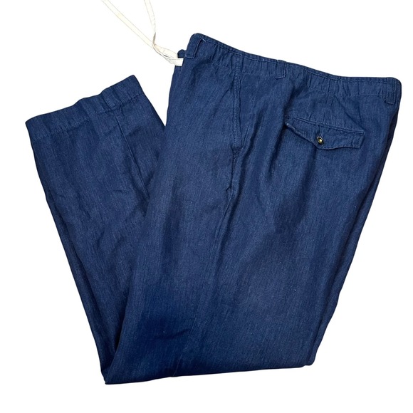 Caribbean Other - Caribbean Linen Blend Pants Mens 40x32 Blue Excellent Drawstring Straight Leg